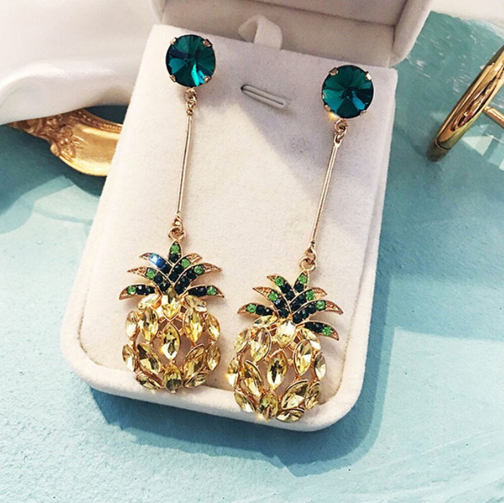 Pineapple Crystal Drop Earrings